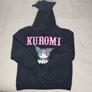 Black Sanrio Kuromi Long Sleeve Hoodie With Graphic And Ears - Women’s Medium